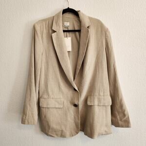 A New Day Women's Size Medium Single Breasted Long Sleeve Blazer Natural Tan NWT